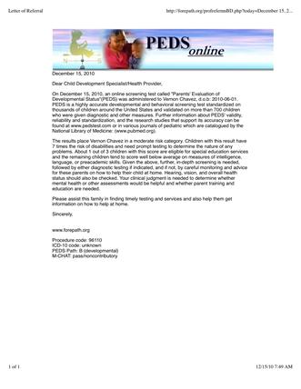 PEDS Referral Document